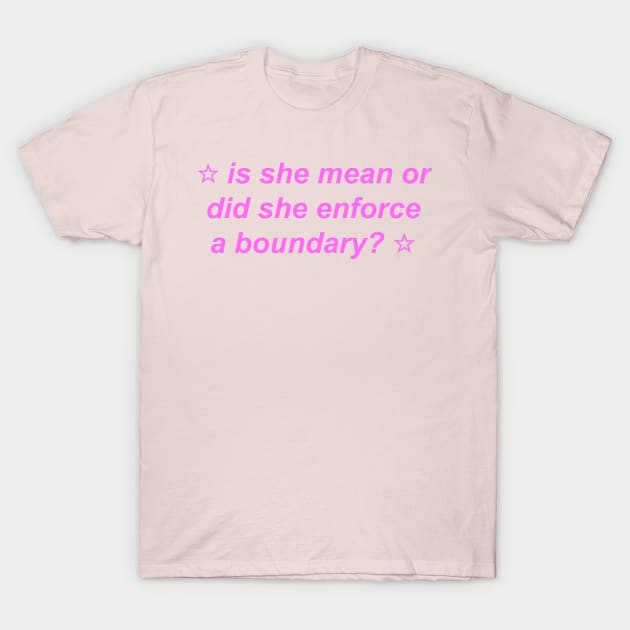 "is she mean or did she enforce a boundary?" ♡ Y2K slogan T-Shirt by miseryindx 